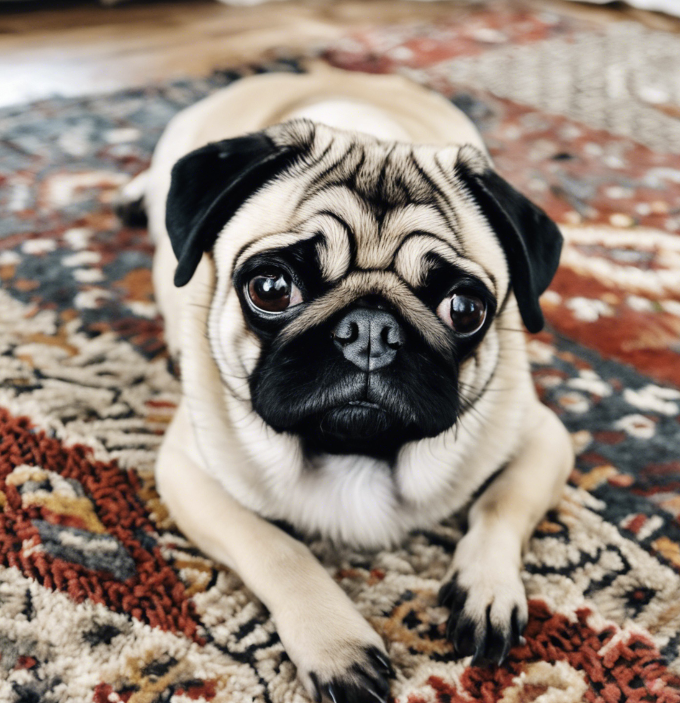 Cute Pug on a Rug